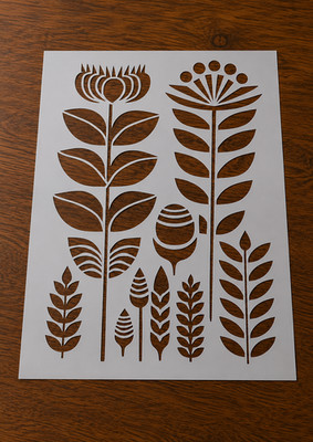 Floral Plant Shapes Wall Art Reusable Plastic Stencil - StencilAir