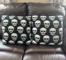 Storehouse Set of 2 Glitter Skull Throw Pillows Oversized 20" x 20" Halloween