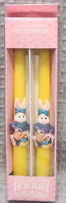EASTER BUNNY pair Of 10  Taper Candles VINTAGE NIB Original Packaging Yellow 