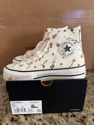 NEW Converse Chuck Taylor All Star Lift Platform Embroidered Blooms Womens 6.5