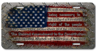 Second Amendment American Flag Patriotic License Plate   LP-PA004