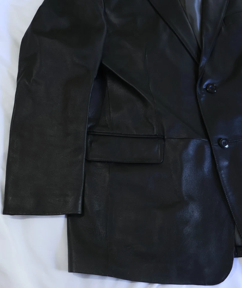 Chaqueta Blazer Stafford Essentials Para Hombre Cuero Genuino Negra Talla Grande (L/G) Foto 2 de 4