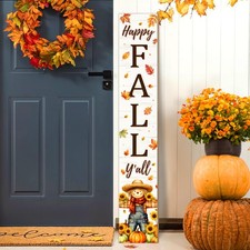 Fall Welcome Sign for Front Door, 47'' Brown Wooden Porch Sign Large Warm Gre...