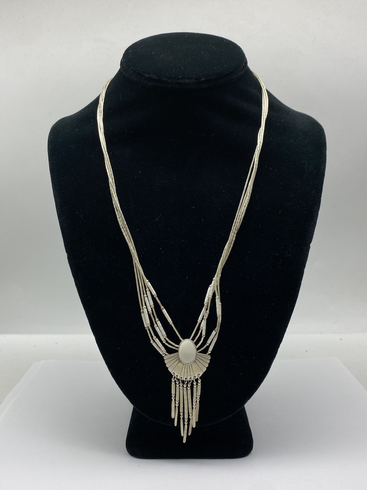 Sterling Silver White Gemstone Native American St… - image 1