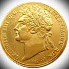Gold plated Full sovereign King George Head British coin years 1822
