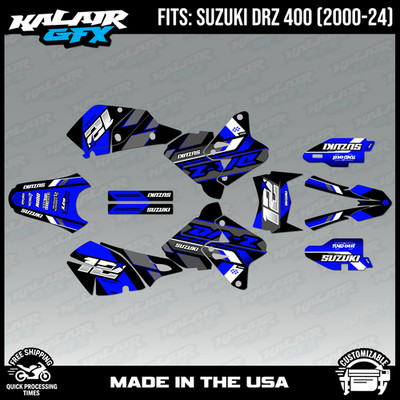Graphics kit for Suzuki DRZ400 SM, S and E (2000-2024) Veneer Series - Blue