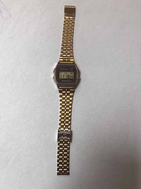 Vintage Retro Casio Watch 593 A159WGE Gold Tone WR Alarm Chrono Stop Wristwatch | eBay