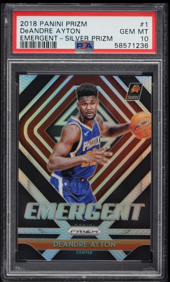 2018-19 Panini Prizm DeAndre Ayton Emergent Silver Prizm Rookie RC 1 PSA 10 Suns