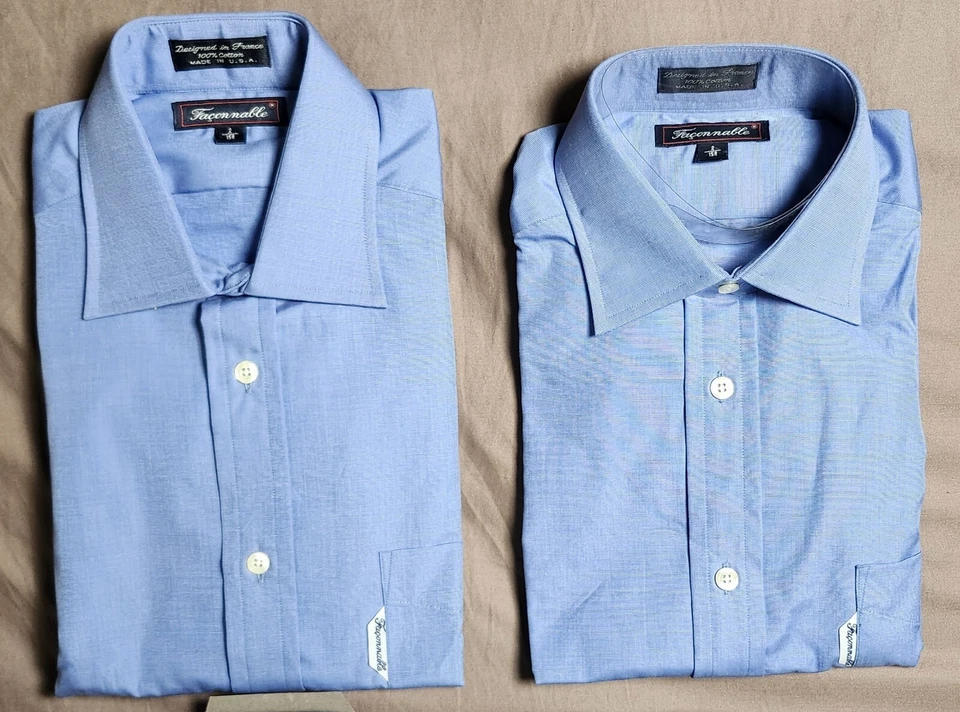 Lot of 4 Faconnable Men's Dress Shirts Blue 100% Cotton Size 2 15 R Made in USA - Image 3 of 4