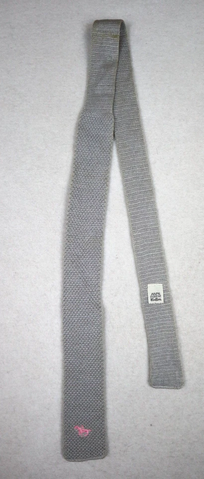 Corbata tejida gris vintage para niños jóvenes punta cuadrada - caballo vaquero bordado Foto 2 de 4