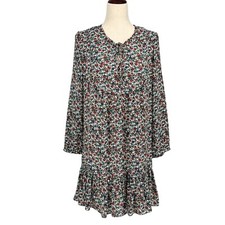 J. Crew Womens Flounce Hem Floral Print Dress Size S Multicolor Long Sleeve