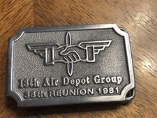Vintage 18th Air Depot Group Belt Buckle 35th Anniversary 1981 - Like New