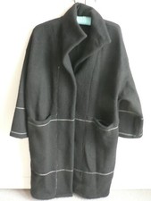 Elemente Clemente Black Boiled Wool Midi Coatigan Jacket Coat Lagenlook Utility