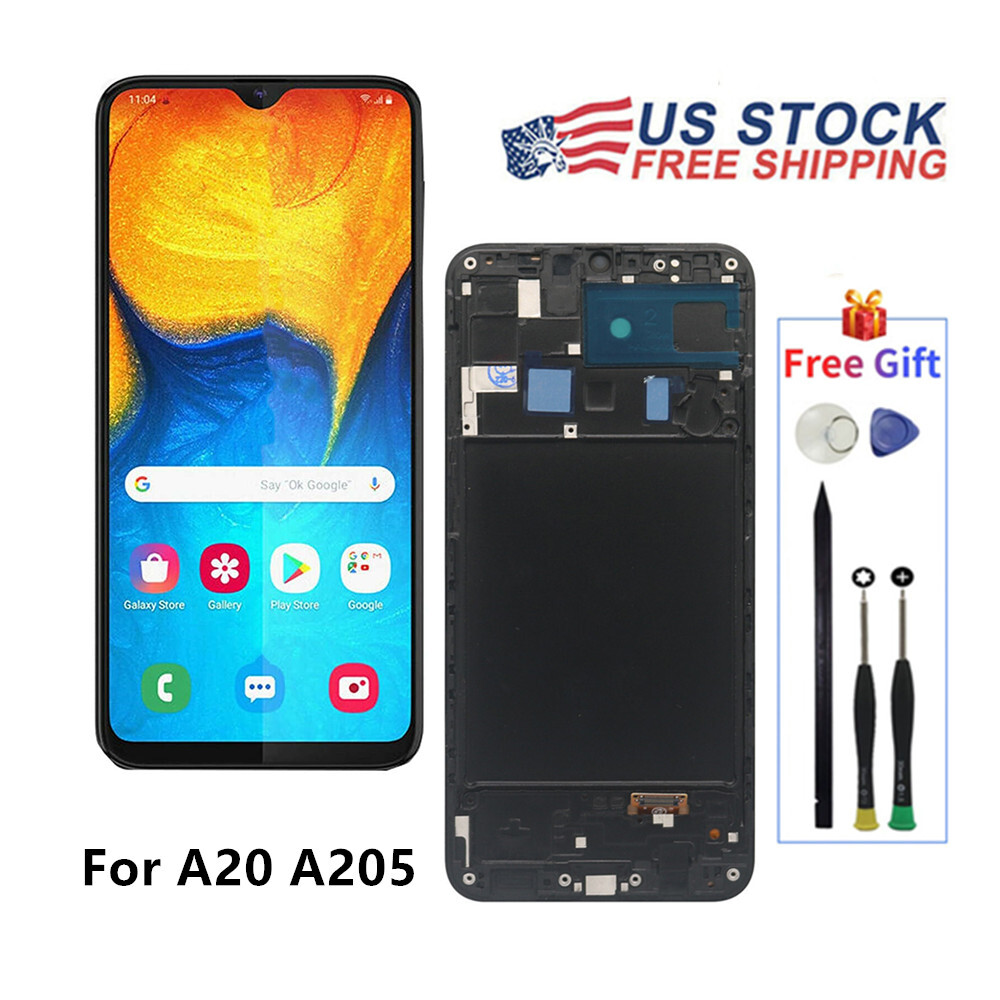 For Samsung Galaxy A20 2019 A205 LCD Touch Screen Digitizer Frame
