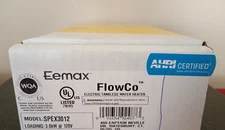 EEMAX SPEX3012 FLOW CO. ELECTRIC TANKLESS WATER HEATER 3.0KW @ 120V