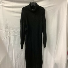 Asos Design Womens Dress Black Cowl Neck Long Sleeves Rib Midi Sweater Size 10