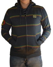 Bob Marley RASTA LION STRIPE Zip Up Hoodie Hooded Sweatshirt NEW 100 Authentic