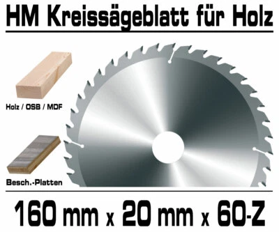 GEKO HM Kreissägeblatt Sägeblatt 160 x 20 x 60-Z Für Laminat Parket Extra Dünn G78031