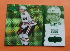 Wyatt Kaiser RC, 2023-24 UD Ice Hockey Green Parallel #130, Chicago Blackhawks