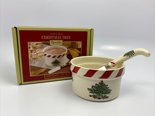 Spode Christmas Tree Peppermint Dip Set White Porcelain Brand New - 第 1/8 張圖片