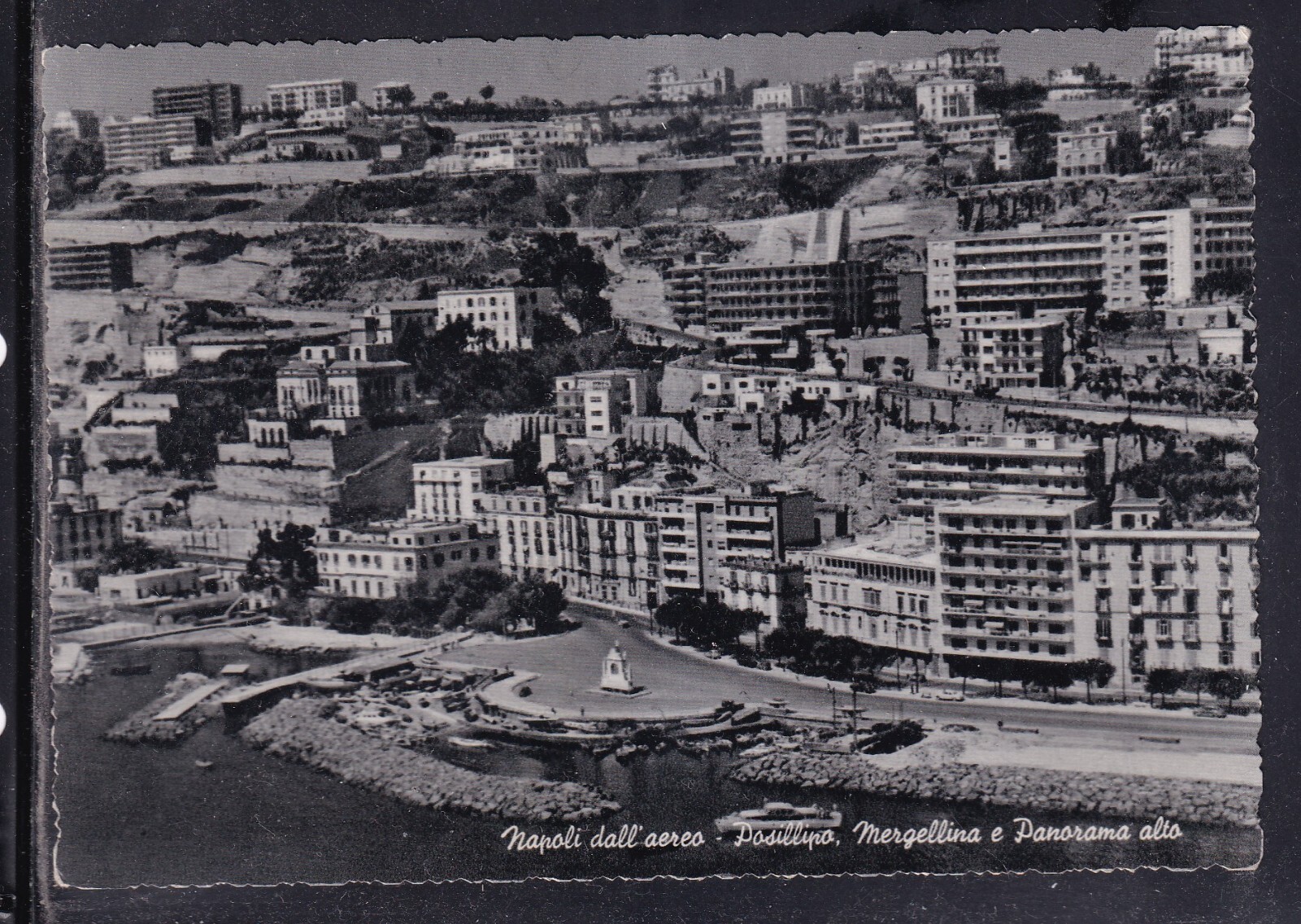 Cartolina Napoli dall'Aereo Posillipo Mergellina e Panorama Alto Q1420
