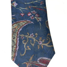 7th Avenue Navy Paisley Made in USA Polyester 60" X 4" Mens Tie