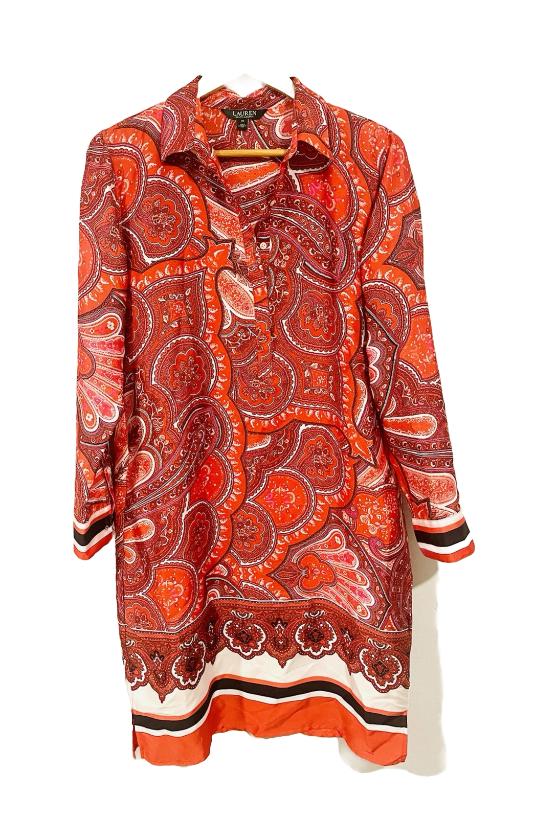 Ralph Lauren Dress Classic Tunic Paisley Floral Red Casual Women’s 10