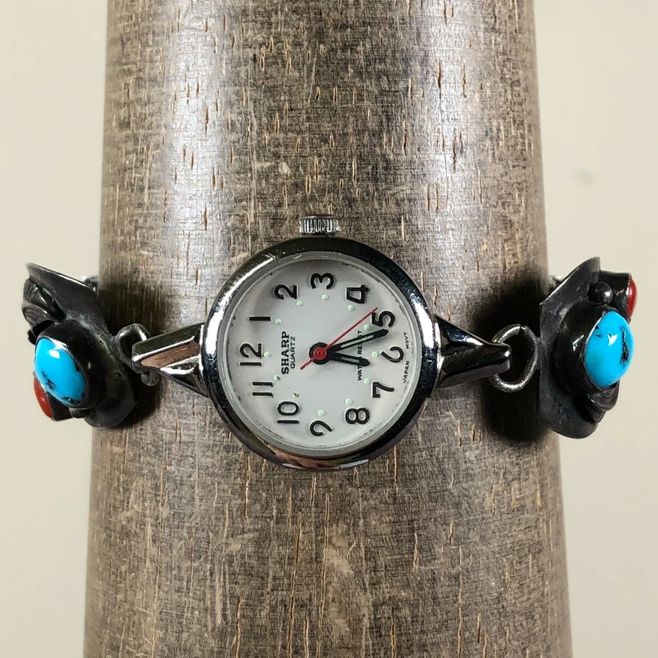 Reloj Sharp Mujer Navajo Turquesa Plata Esterlina Expansión 21mm 6 1/4" Foto 2 de 4