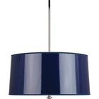 Robert Abbey Penelope 3 Light Pendant, Polished Nickel, Navy Ceramik - N808