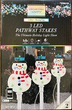 Gemmy Orchestra of Lights Color-Changing LED 3 Ct Snowmen Pathway Lights Multico