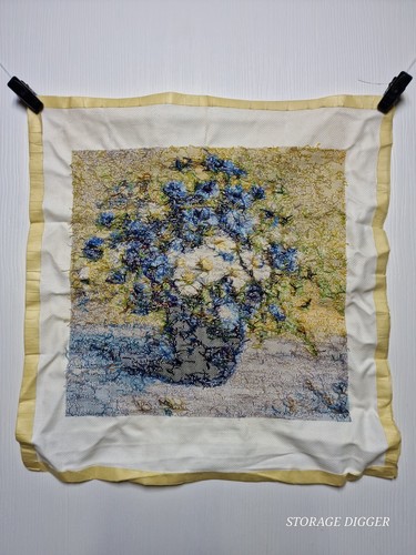 Kustom Krafts Blooms of Blue Handmade Finished Cross Stitch 15 x 15" Unframed - Picture 10 of 13