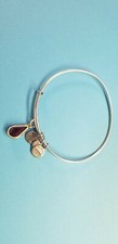 Alex and Ani Tear Drop Garnet Birthstone Silvertone Bangle Bracelet