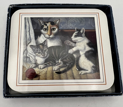 National Gallery Of Art  Cats and Kittens  Cork coasters Set Of 4 In Box