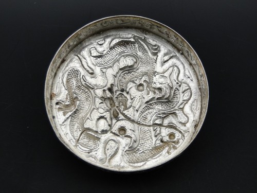 Dose Silber China gemarkt Drachenmotive Drachenrelief um 1900 Durchmesser: 6 cm - Bild 11 von 15