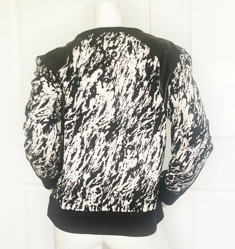 NWOT RAG & BONE NEW YORK BLACK IVORY JACQUARD LEATHER SWEATSHIRT SIZE: M - Picture 6 of 12