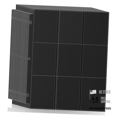 Pack 9 Pocket Page Protector,900 Pockets Trading Card Sleeves Pages 50 Black