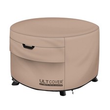 ULTCOVER Patio Fire Pit Table Cover Round 50 inch Round-50"(D)x24"(H), Brown 
