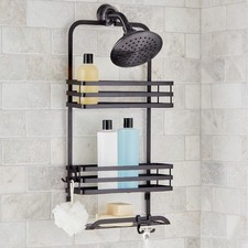 BHG Flat Wire Shower Caddy with 3 Shelves Black Bathroom Organizer