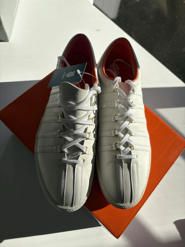 K-Swiss x 11 von Boris Bidjan Saberi "Karotten" Herren Gr. 11 Weiß Leder - Neu - Bild 3 von 4