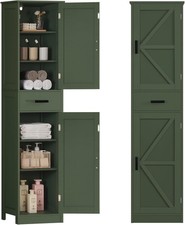 Tall Bathroom Cabinet Storage Cabinet W/ 6 Shelves Drawer Bathroom Storage