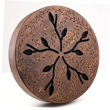 Rain Disk Sound Therapy Instrument, 8.6 Inch Wooden Ocean Drum, Lotus and 