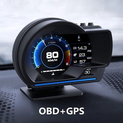 Auto Digital OBD2 + GPS HUD Tachometer Head Up Display Messgerät KMH RPM Turbo
