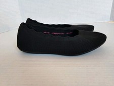 Skechers CLEO Love Spell Black Knit Ballet Flats Sz 8W Shoes Memory Foam Comfort