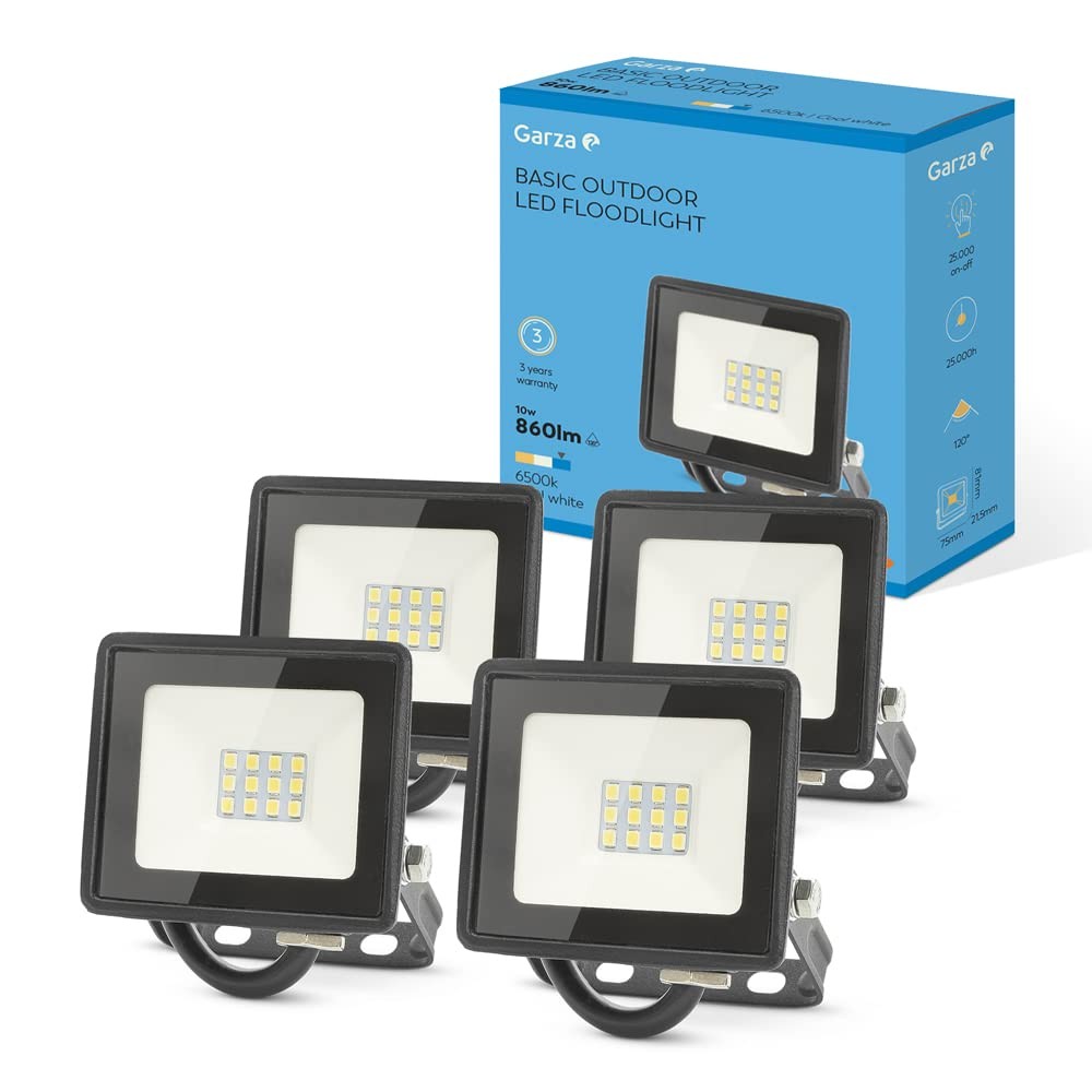 Projecteur LED extérieur 10W 6500K pack de 4 spots étanches pour illuminer le jardin et l'allée