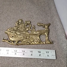 Vintage Brass Key Holder Santa Christmas Wall Mount Retro Santa Keys, Reindeer