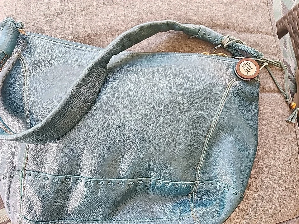 The Sak Indio Leather Hobo Shoulder Bag Handbag Pebbled Leather Dark Teal - Image 2 of 4