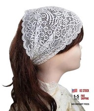 Elasic 7.2" Wide Lace Headband for Women - 1 Pack - Off-White