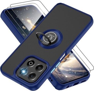 For Honor X6C Case, Ring Shockproof Stand Phone Cover & Screen Protector Glass