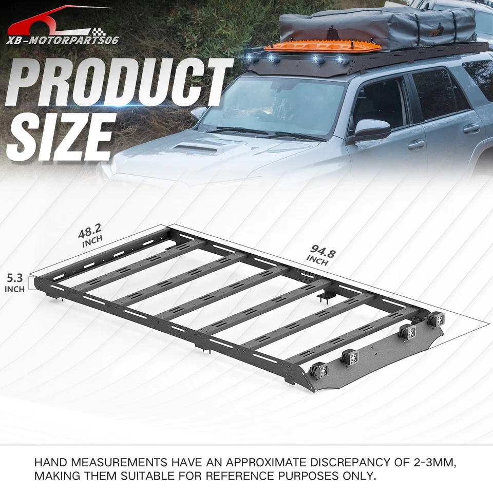 800LBS Full Size Roof Rack Cargo Basket W/ LED Lights For 10-24 4Runner 5th Gen - Image 3 of 4
