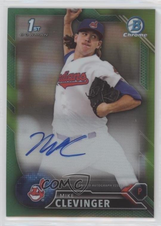 2016 Bowman Chrome Prospects Green Refractor 60/99 Mike Clevinger Auto 5j0